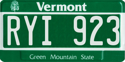 VT license plate RYI923