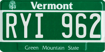 VT license plate RYI962
