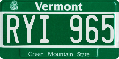 VT license plate RYI965