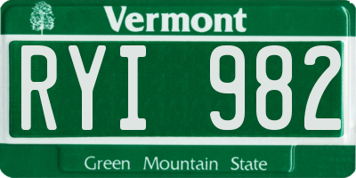 VT license plate RYI982