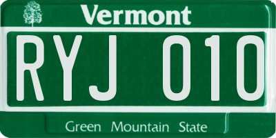 VT license plate RYJ010