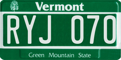 VT license plate RYJ070
