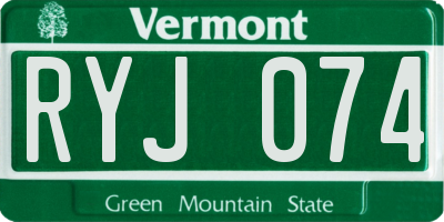 VT license plate RYJ074
