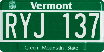 VT license plate RYJ137