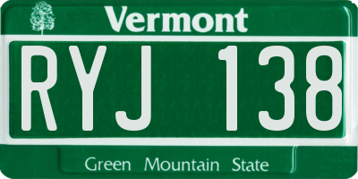VT license plate RYJ138