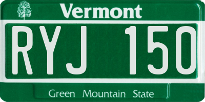 VT license plate RYJ150