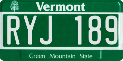 VT license plate RYJ189