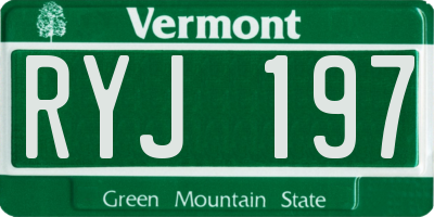 VT license plate RYJ197