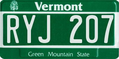 VT license plate RYJ207
