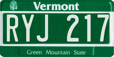 VT license plate RYJ217