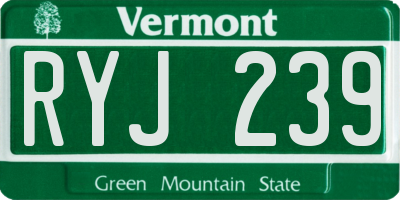 VT license plate RYJ239