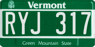 VT license plate RYJ317