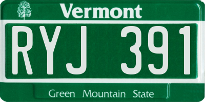 VT license plate RYJ391