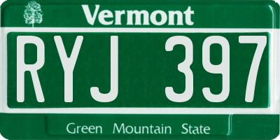 VT license plate RYJ397