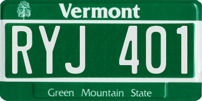 VT license plate RYJ401