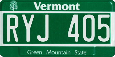 VT license plate RYJ405
