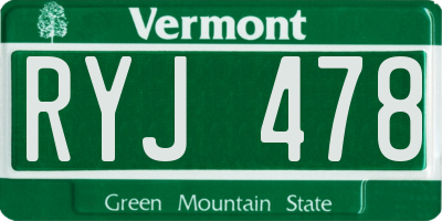 VT license plate RYJ478