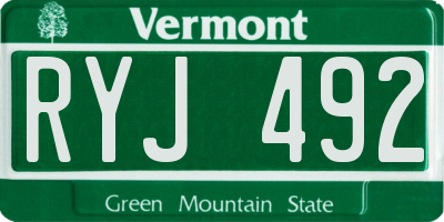 VT license plate RYJ492