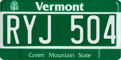 VT license plate RYJ504