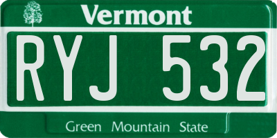 VT license plate RYJ532