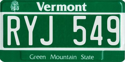 VT license plate RYJ549