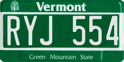 VT license plate RYJ554
