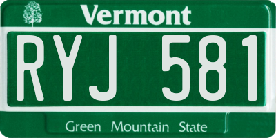 VT license plate RYJ581