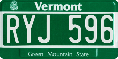 VT license plate RYJ596