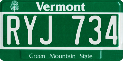 VT license plate RYJ734