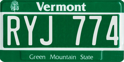 VT license plate RYJ774