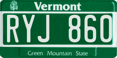 VT license plate RYJ860