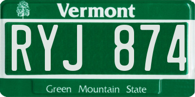 VT license plate RYJ874