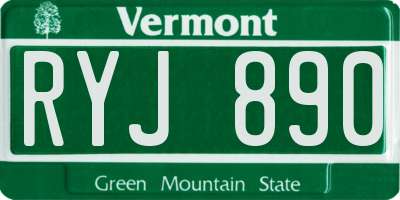 VT license plate RYJ890