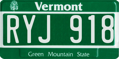 VT license plate RYJ918