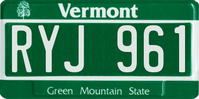 VT license plate RYJ961