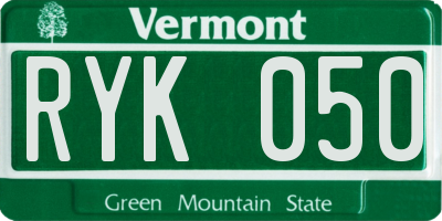 VT license plate RYK050