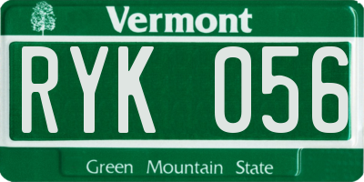 VT license plate RYK056