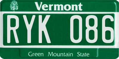 VT license plate RYK086