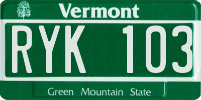 VT license plate RYK103