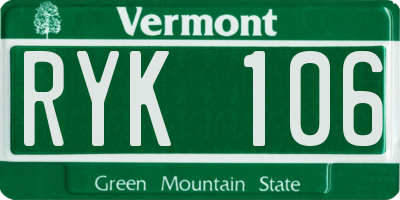 VT license plate RYK106