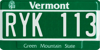 VT license plate RYK113