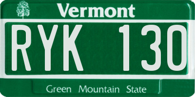 VT license plate RYK130