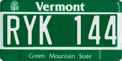 VT license plate RYK144