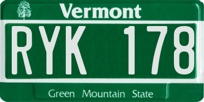 VT license plate RYK178