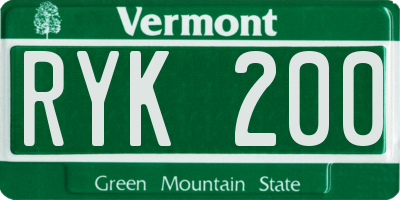 VT license plate RYK200