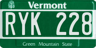 VT license plate RYK228