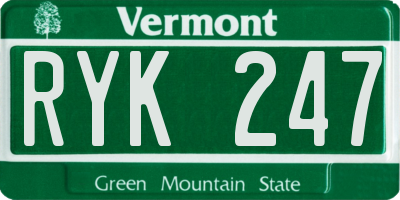 VT license plate RYK247