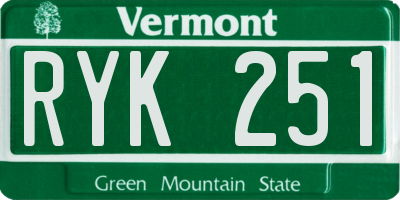 VT license plate RYK251