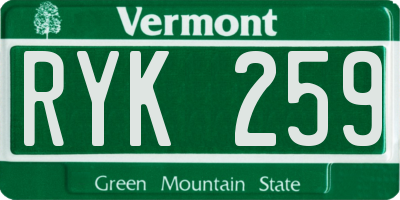 VT license plate RYK259
