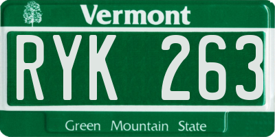 VT license plate RYK263